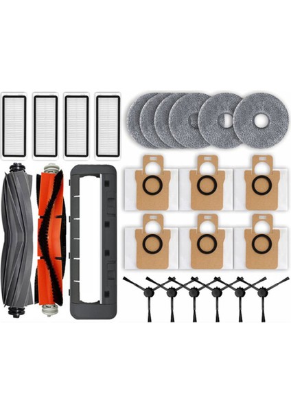 L20 Ultra X20 Pro Robot Süpürge Aksesuarları Için 25 Adet Kauçuk Ana Yan Fırçalar Paspas Bezleri Filtreler Toz Torbası Parçaları (Yurt Dışından)