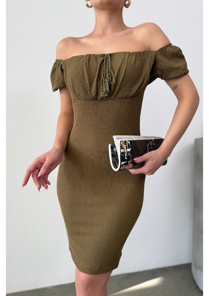 Kadın Elbise Mini Yazlık Kısa Kollu Yaka Detaylı Esnek Bodycon Elbise modelleri