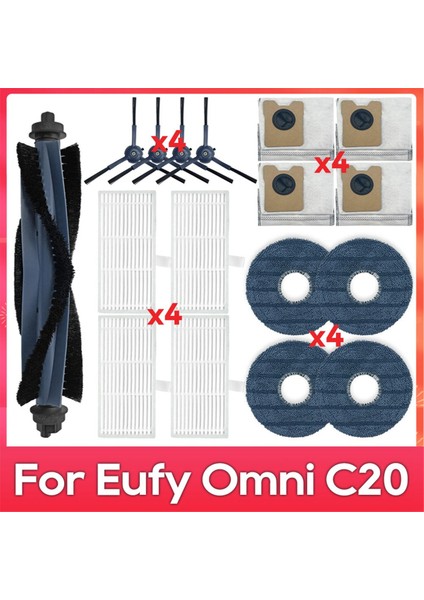Omni C20 Robot Süpürge Yedek Parçaları Ana Yan Fırça Filtre Paspas Bezi Toz Torbası Aksesuarları Sarf Malzemeleri (Yurt Dışından)