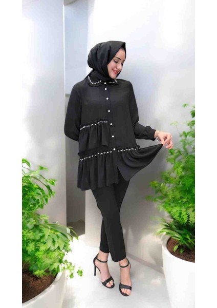 Kadın Tesettür Yakalı Afitap Fırfırlı Model