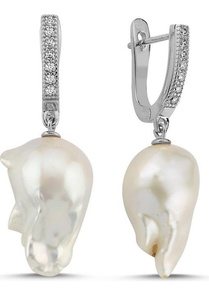 14 Ayar Altın 12 mm Barok Doğal İnci Küpe