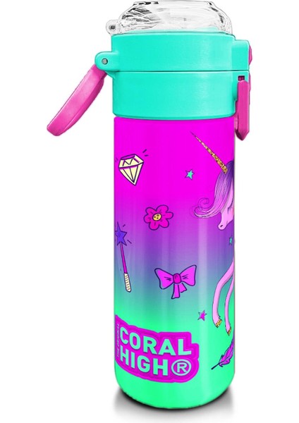 Kids Açık Pembe Mor Unicornlu Prenses Desenli Pipetli ve Direkt Içim Çelik Termos 500 ml 31802 fiyatları
