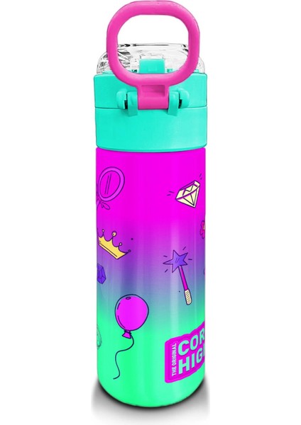 Kids Açık Pembe Mor Unicornlu Prenses Desenli Pipetli ve Direkt Içim Çelik Termos 500 ml 31802 modelleri
