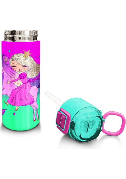 Kids Açık Pembe Mor Unicornlu Prenses Desenli Pipetli ve Direkt Içim Çelik Termos 500 ml 31802 fırsatları