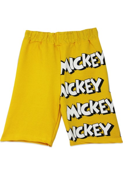 Mickey Mouse Erkek Çocuk Şortlu Takım Yazlık Pamuklu T-Shirt ve Şort 2'li Set Kısa Kollu Spor Günlük Ev Giyim