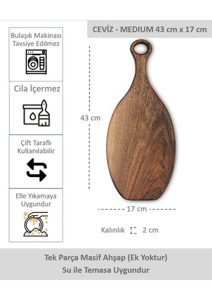 Yekpare Masif Ahşap Sunum Tahtası Kesme Tahtası Ceviz Medium fiyatları