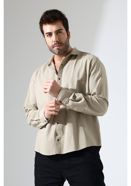 Erkek Büyük Beden Gabardin Gömlek – Slim Fit, Rahat Kesim, Çıtçıtlı, Şık ve Spor Gömlek