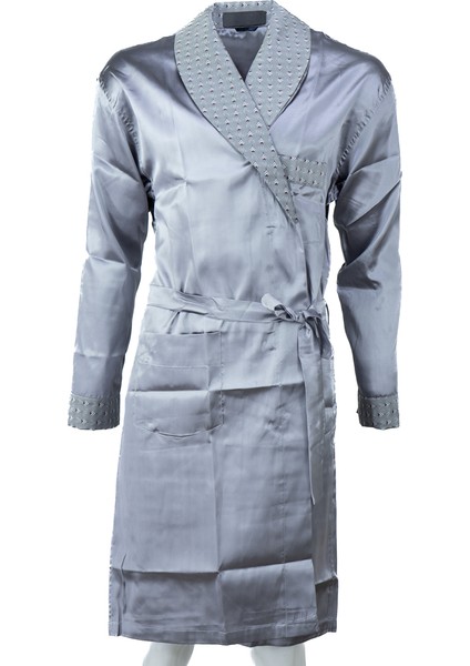 Erkek Şık Klasik Model Röpteşambır Premium Poplin Kumaş Verbano Model Cepli Rob Beli Kuşaklı