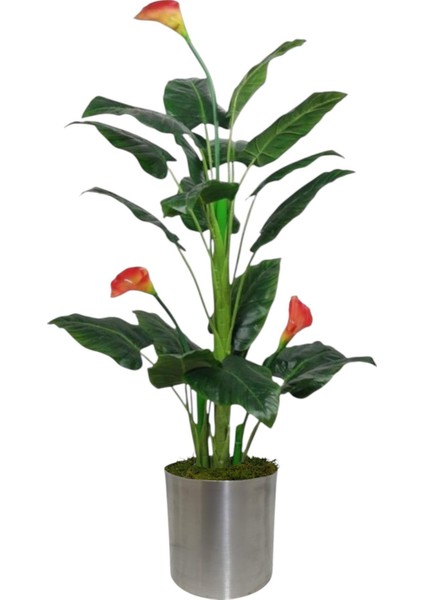 Yapay Ağaç Gala Ağacı Salon Bitkisi 160CM 20 Yaprak Metal Saksıda