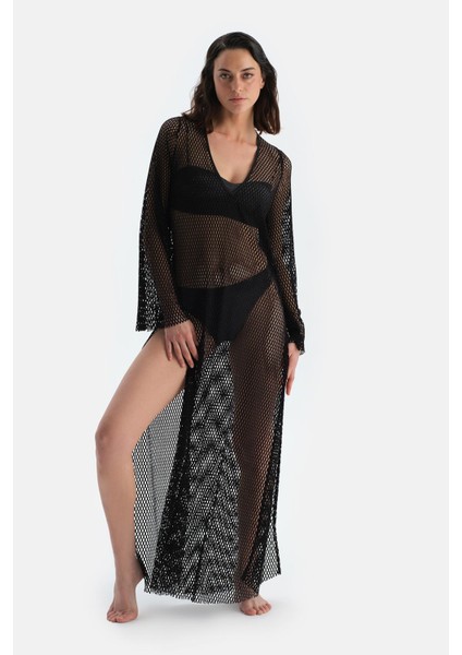 Siyah File Uzun Kol Elbise fırsatları