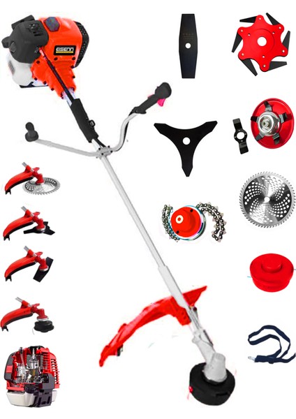 Germany Vtec 900 8 In 1 Full Set Hediyeli Yan Tipi Benzinli Motorlu Ot Çalı Tırpanı Çim Biçme Makinesi