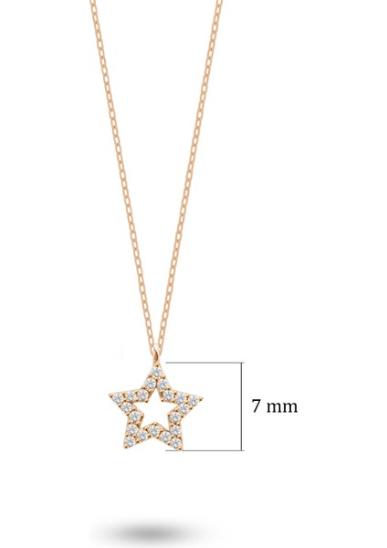 925 Ayar Gümüş Zirkon Taşlı Yıldız Kolye SSSN006 Kırmızı Renk fiyatları