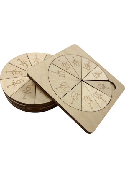 Ahşap Kesir Dairesi, Kesirli Sayı Öğrenme, Kesirli Sayılar, Tam/yarım/çeyrek Kavramlarını Öğrenme indirimleri