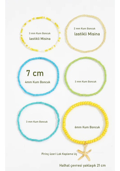 Renkli Boncuklar Lastikli Halhal Seti fırsatları