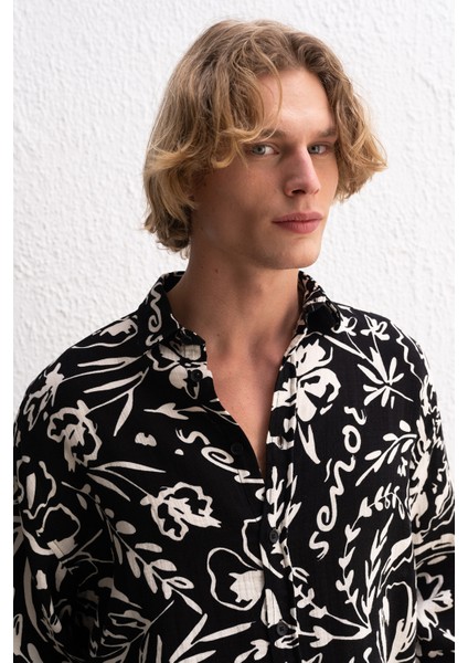 Çiçek Desenli Siyah Gömlek fiyatları