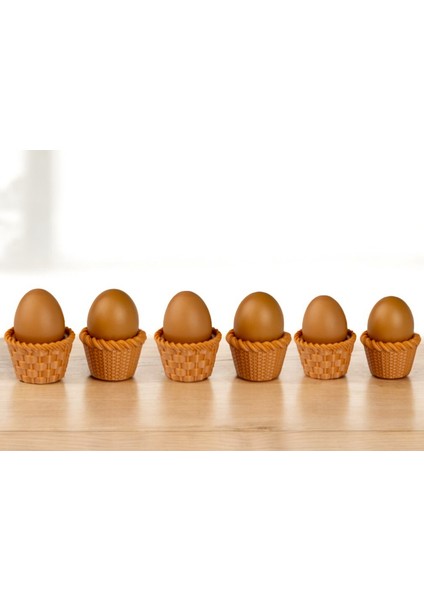 3D Baskı - Rustik Sepet Desenli Yumurta Sunum Kasesi – 6'lı Set