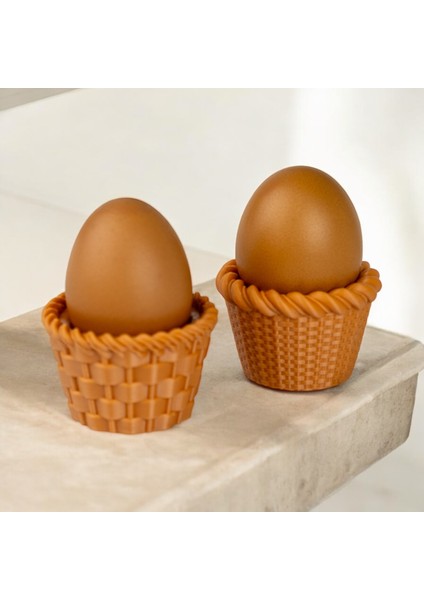 3D Baskı - Rustik Sepet Desenli Yumurta Sunum Kasesi – 6'lı Set