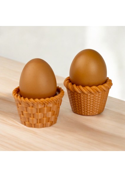 3D Baskı - Rustik Sepet Desenli Yumurta Sunum Kasesi – 6'lı Set