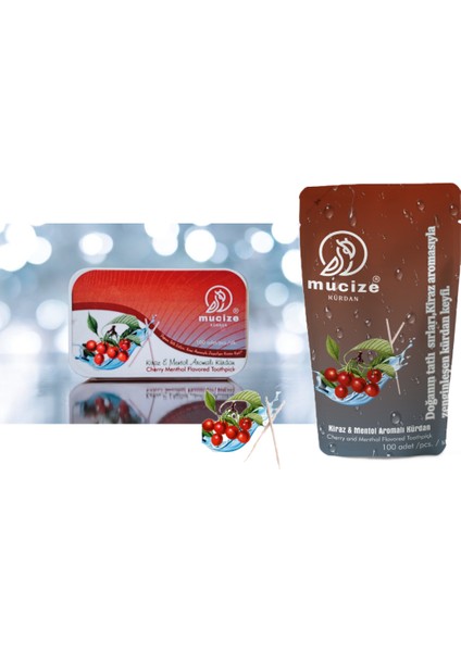 2´li Set (1 Metal Kutu +1 Refill Doypak) 200X Kiraz-Mentol Aromalı Kürdan Meyve Tatlarında Nefes Ferahlığı