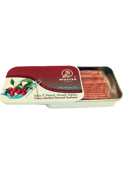 2´li Set (1 Metal Kutu +1 Refill Doypak) 200X Kiraz-Mentol Aromalı Kürdan Meyve Tatlarında Nefes Ferahlığı