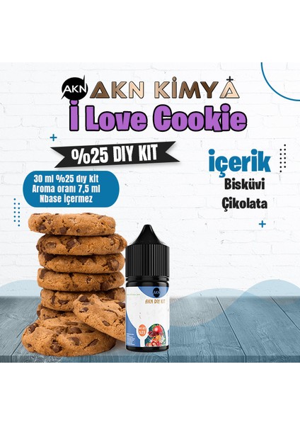 I Love Cookie Yoğun Dıy Kit Bisküvi Çikolata Gıda Aroması %25 Oranda Aroma İçerir (Hazır Değildir )