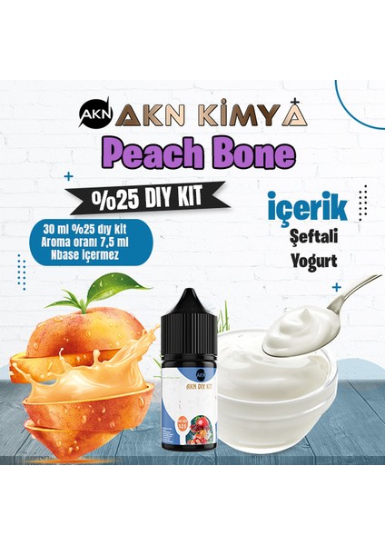 Peach Bone Yoğun Dıy Kit Şeftali Yogurt Gıda Aroması %25 Oranda Aroma İçerir (Hazır Değildir )