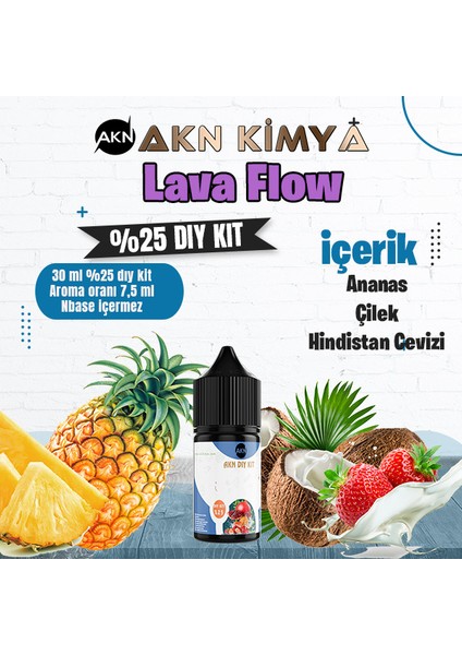 Lava Flow Naked Yoğun Dıy Kit Çilek Ananas Hindistan Cevizi Gıda Aroması %25 Oranda Aroma İçerir (Hazır Değildir )