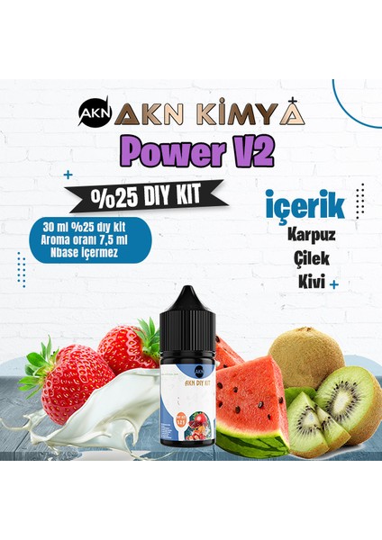 Power V2 Yoğun Dıy Kit Karpuz Çilek Kivi Gıda Aroması %25 Oranda Aroma İçerir (Hazır Değildir )