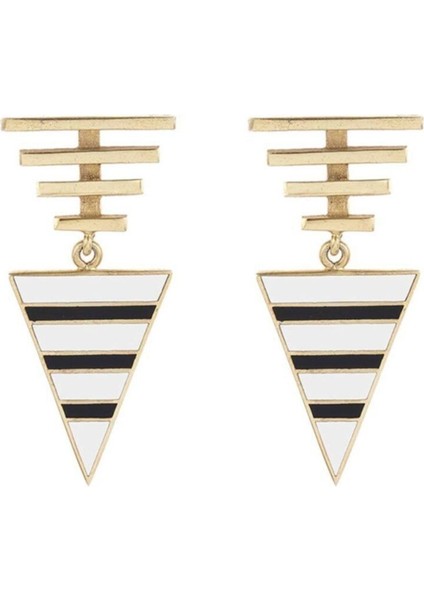 Bronz Enameled Triangle Küpe