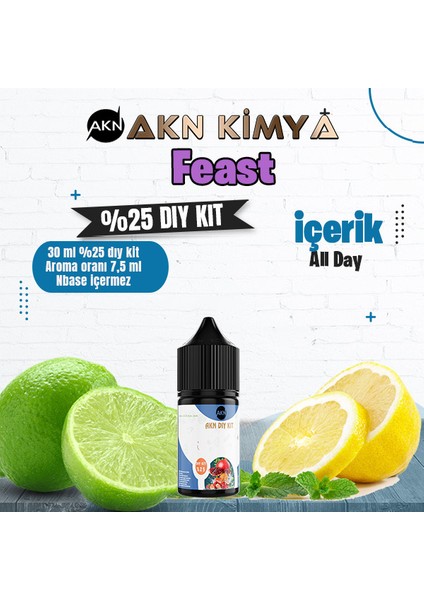Feast Yoğun Dıy Kit All Day Gıda Aroması %25 Oranda Aroma İçerir (Hazır Değildir )