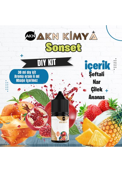 Sonset Dıy Kit Şeftali Çilek Ananas Gıda Aroması %20 Oranda Aroma İçerir (Hazır Değildir )
