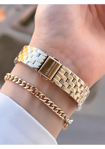 Çelik Kordon 5 Atm Suya Dayanıklı Kadın Kol Saati+Bileklik Hediyeli USPA.2109.M07 modelleri