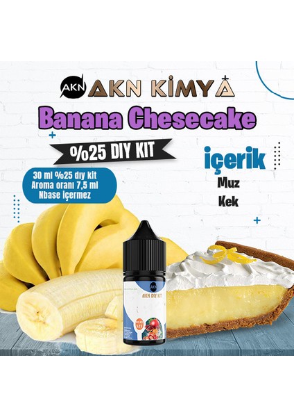 Banana Cheescake Yoğun Dıy Kit Muz Kek Gıda Aroması %25 Oranda Aroma İçerir (Hazır Değildir )