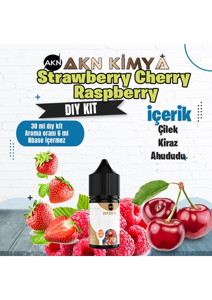 Strawberry Cherry Raspberry Dıy Kit Çilek Kiraz Ahududu Gıda Aroması %20 Oranda Aroma İçerir (Hazır Değildir )
