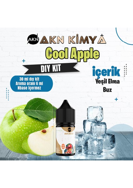 Cool Apple Dıy Kit Yeşil Elma Buz Gıda Aroması %20 Oranda Aroma İçerir (Hazır Değildir )