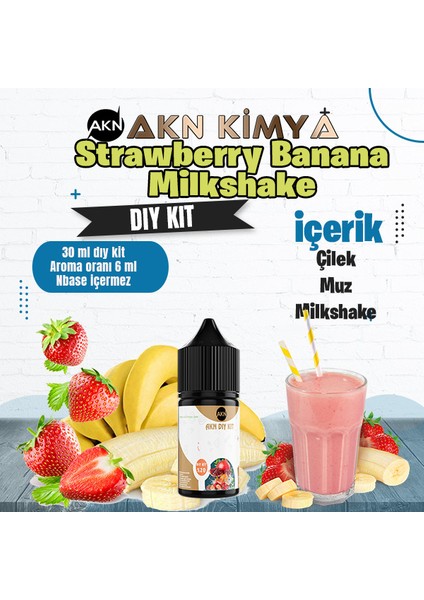 Strawberry Banana Milkshake Dıy Kit Çilek Muz Gıda Aroması %20 Oranda Aroma İçerir (Hazır Değildir )