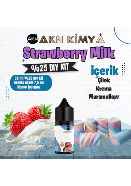Strawberry Milk Yoğun Dıy Kit Çilek Süt Gıda Aroması %25 Oranda Aroma İçerir (Hazır Değildir )