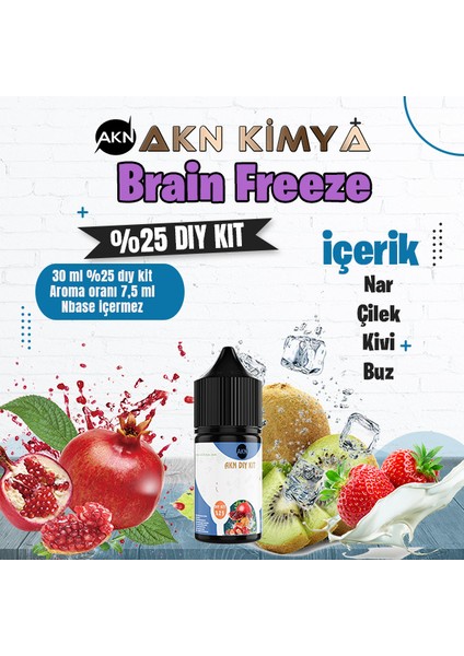 Brain Freeze Naked Yoğun Dıy Kit Nar Çilek Kivi Buz Gıda Aroması %25 Oranda Aroma İçerir (Hazır Değildir )