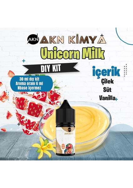 Unicorn Milk Cutwood Dıy Kit Çilek Süt Vanilya Gıda Aroması %20 Oranda Aroma İçerir (Hazır Değildir )