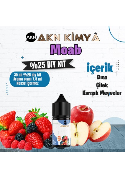 Moab Yoğun Dıy Kit Elma Çilek Gıda Aroması %25 Oranda Aroma İçerir (Hazır Değildir )
