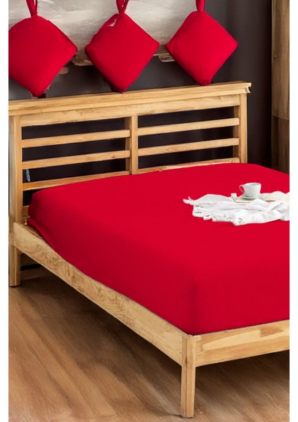 Penye Lastikli Çarşaf Pamuklu Jersey Battal Kişilik 180 x 200 cm Bordo