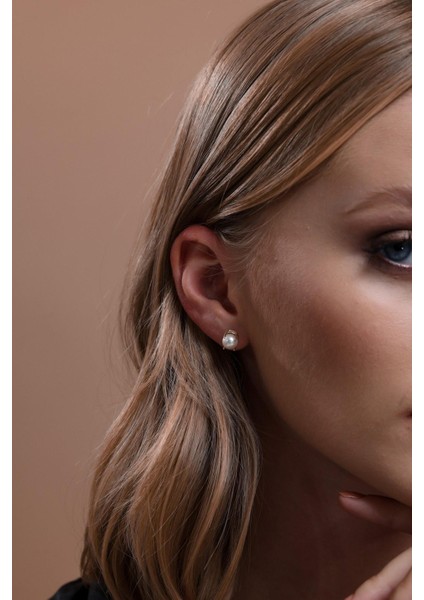 14 Ayar Altın 7 mm Doğal İncili Küpe modelleri