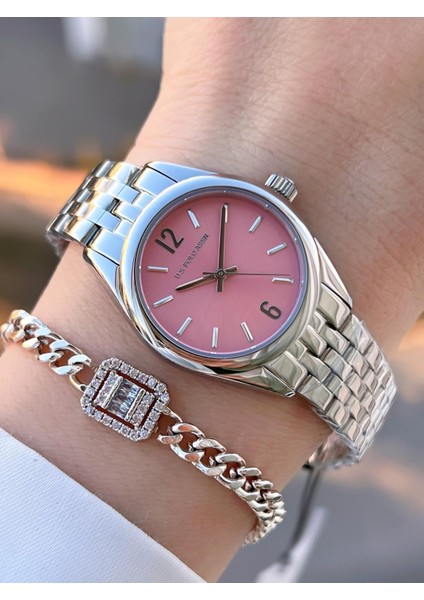 Çelik Kordon 5 Atm Suya Dayanıklı Kadın Kol Saati+Bileklik Hediyeli USPA.2109.M03