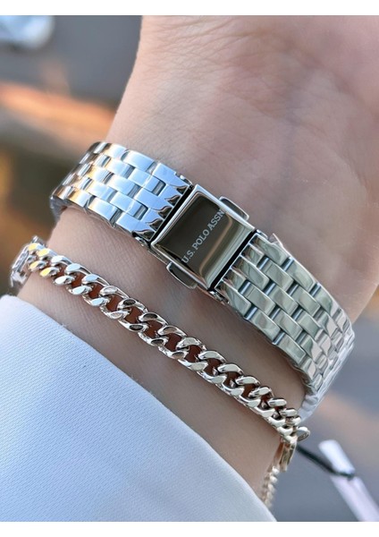 Çelik Kordon 5 Atm Suya Dayanıklı Kadın Kol Saati+Bileklik Hediyeli USPA.2109.M03 modelleri