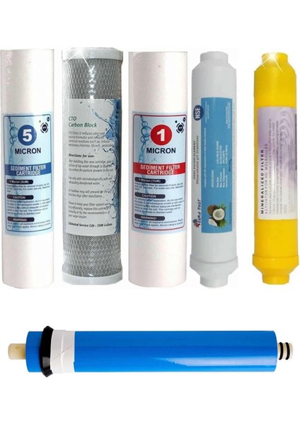 Reverse Osmosis Açık Su Arıtma Cihazı 6 Aşamalı Mineralli Filtre Set