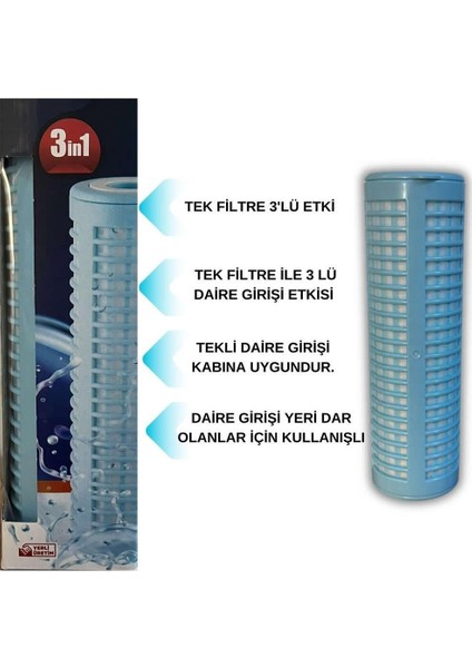 Daire ve Bina Girişi Su Arıtma 3ü Bir Arada (Yıkanır-Sediment-Silifoz) Filtresi ve Filtre Kabı fırsatları