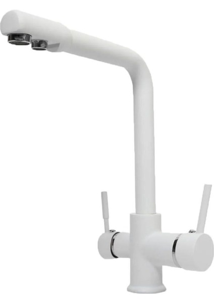 3 Yollu Arıtma Bataryası Musluk Sıcak-Soğuk Mix Arıtma Beyaz
