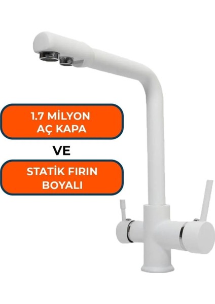 3 Yollu Arıtma Bataryası Musluk Sıcak-Soğuk Mix Arıtma Beyaz fiyatları