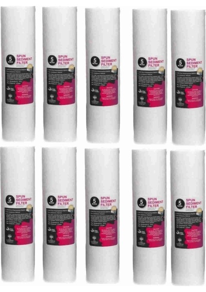 Su Arıtma Cihazı 5 Mikron Sediment Spun Filtre (10 Adet)