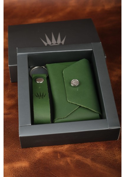 Hediye Seti Deri Buttero Yeşil Cüzdan&anahtarlık